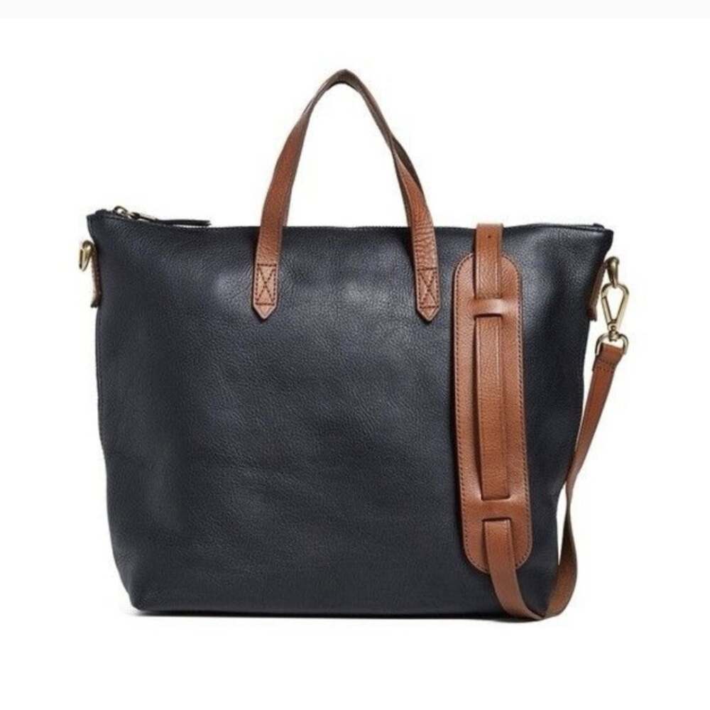 Madewell Original Medium Zip-top Transit Transport Tote - Black / Brown